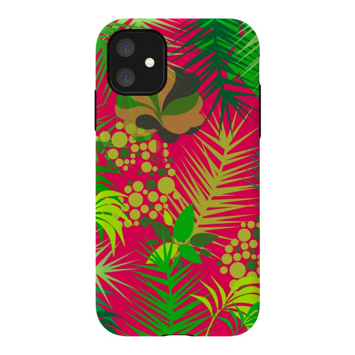 iPhone 11 StrongFit pink tropical pattern by MALLIKA