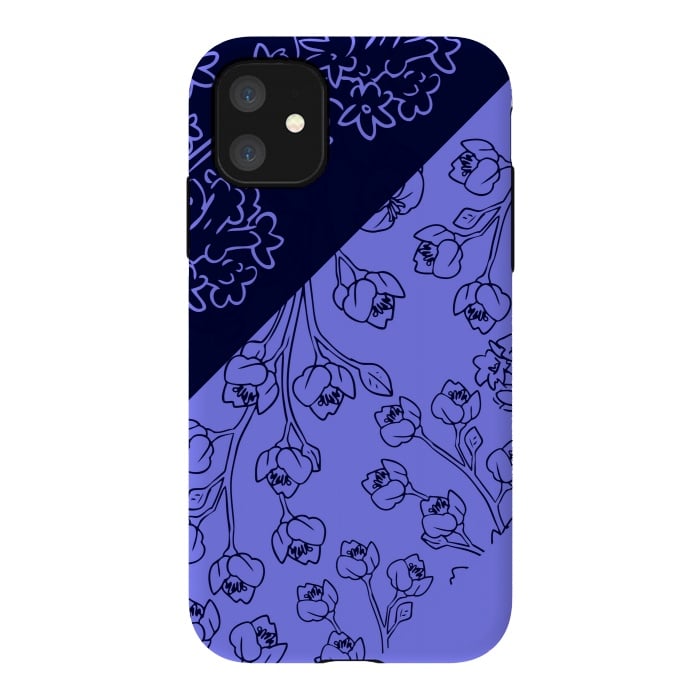 iPhone 11 StrongFit BLUE TROPICAL PATTERN by MALLIKA