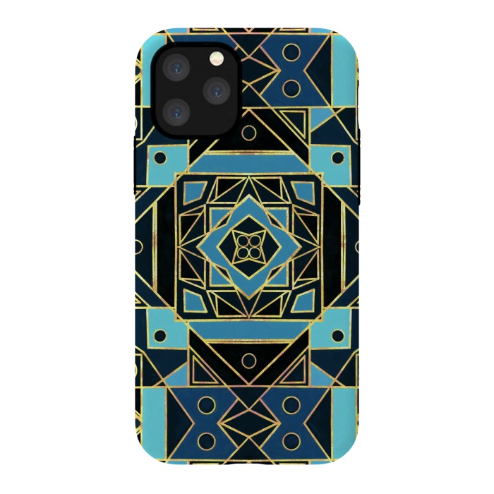 iPhone 11 Pro StrongFit Navy & Gold Art Deco  by Tigatiga