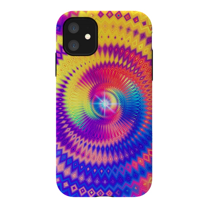 iPhone 11 StrongFit Abstract Colorful Diamond Shape Circular Design by Art Design Works