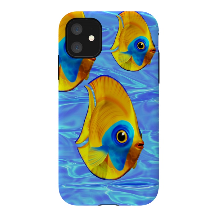 iPhone 11 StrongFit Fish 3D Cute Tropical Cutie on Clear Blue Ocean Water  by BluedarkArt