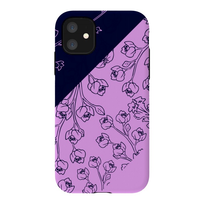 iPhone 11 StrongFit PINK BLUE FLORAL PATTERN by MALLIKA