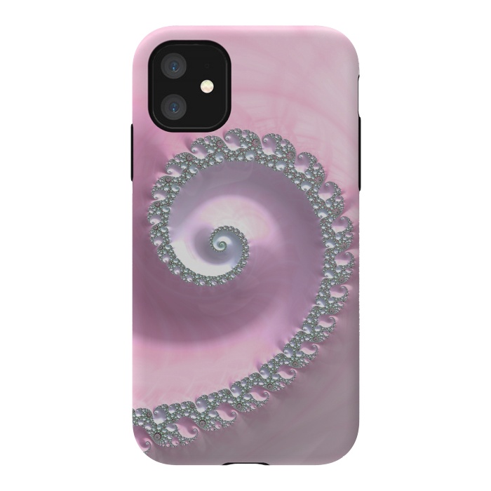 iPhone 11 StrongFit Pink Pastel Fractal Swirl by Andrea Haase