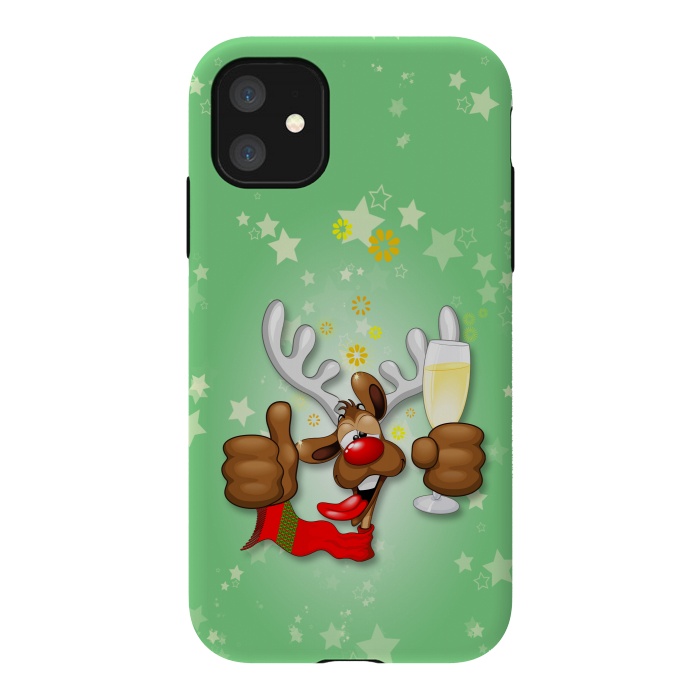 iPhone 11 StrongFit Reindeer Drunk Funny Christmas Character by BluedarkArt