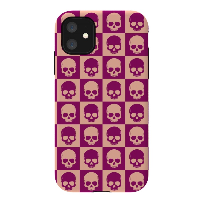 iPhone 11 StrongFit Checkered Skulls Pattern II by Art Design Works