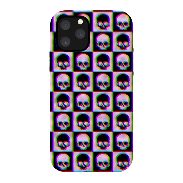 iPhone 11 Pro StrongFit Glitch Checkered Skulls Pattern IV by Art Design Works