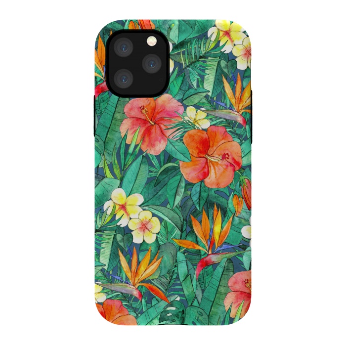 iPhone 11 Pro StrongFit Classic Tropical Garden in Watercolor by Micklyn Le Feuvre