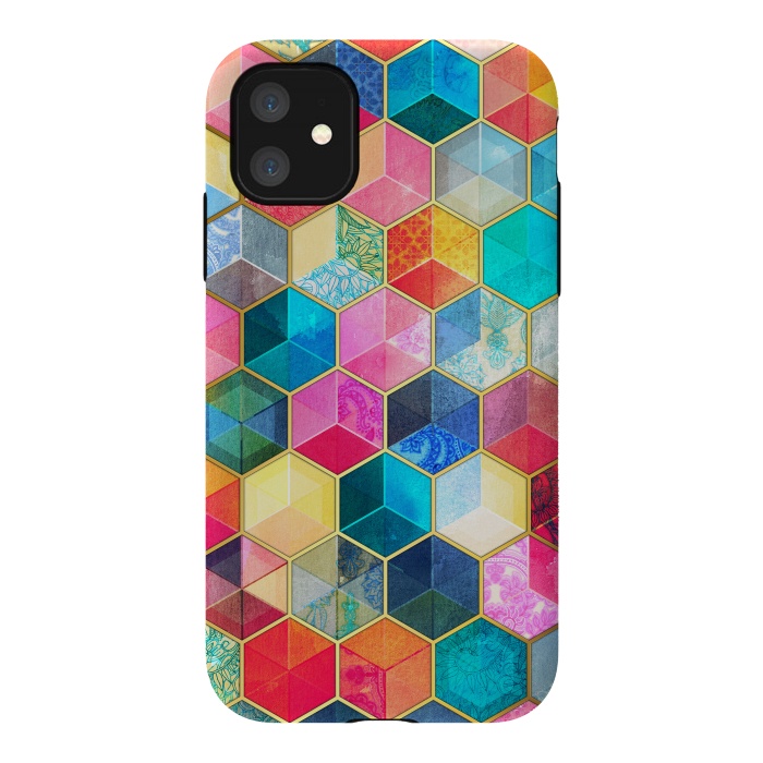 iPhone 11 StrongFit Crystal Bohemian Honeycomb Cubes by Micklyn Le Feuvre
