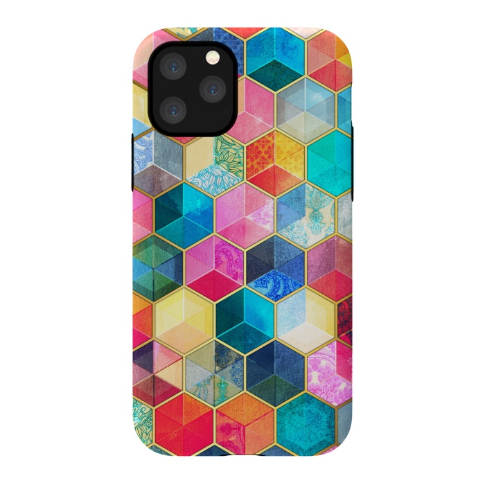 iPhone 11 Pro StrongFit Crystal Bohemian Honeycomb Cubes by Micklyn Le Feuvre