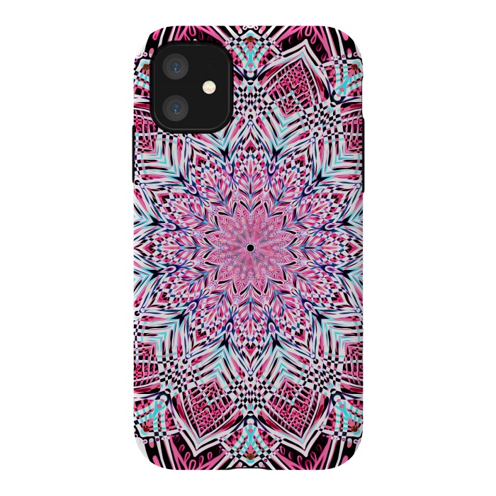 iPhone 11 StrongFit Berry Pink Detailed Mandala by Micklyn Le Feuvre
