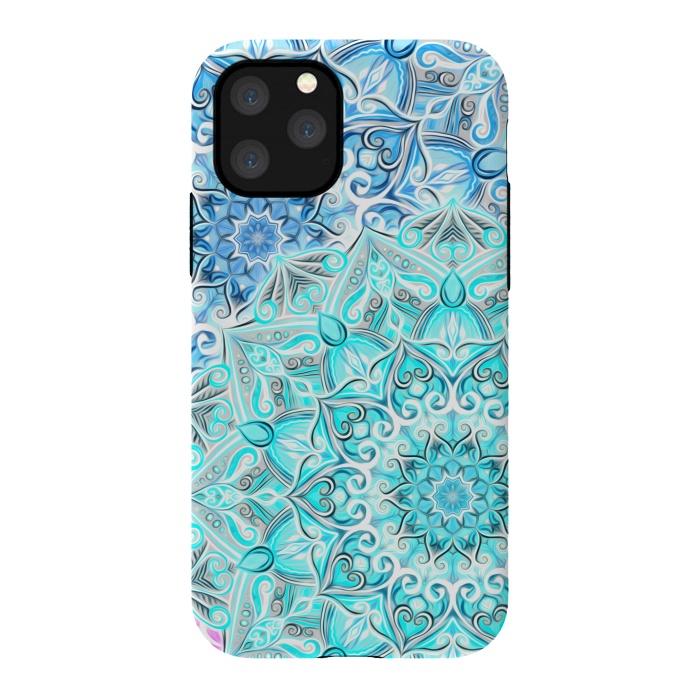 iPhone 11 Pro StrongFit Frosted Mandalas in Aqua and Blue by Micklyn Le Feuvre