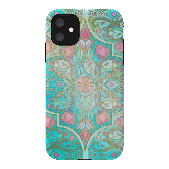 iPhone 11 StrongFit Floral Moroccan in Spring Pastels by Micklyn Le Feuvre
