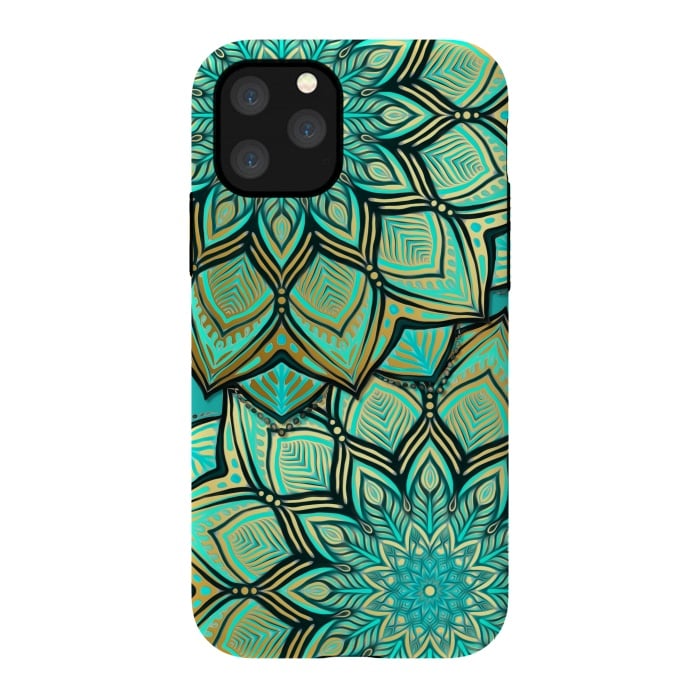 iPhone 11 Pro StrongFit Emerald and Teal Gilded Mandala by Micklyn Le Feuvre