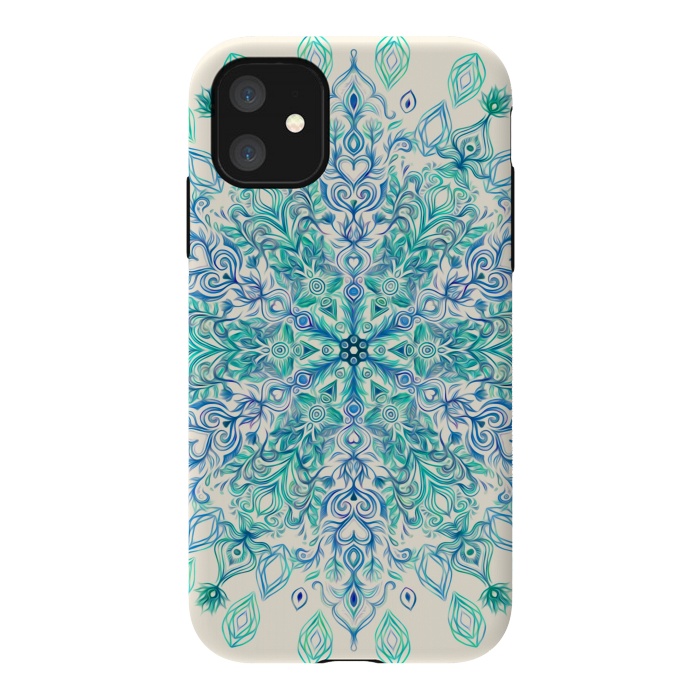 iPhone 11 StrongFit Peppermint Snowflake on Cream  by Micklyn Le Feuvre