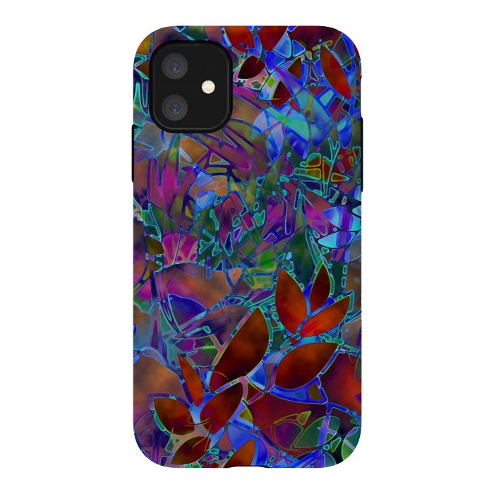 iPhone 11 StrongFit Floral Abstract Stained Glass G174 by Medusa GraphicArt
