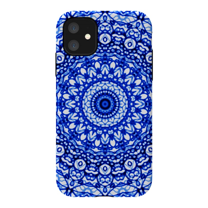 iPhone 11 StrongFit Blue Mandala Mehndi Style G403  by Medusa GraphicArt