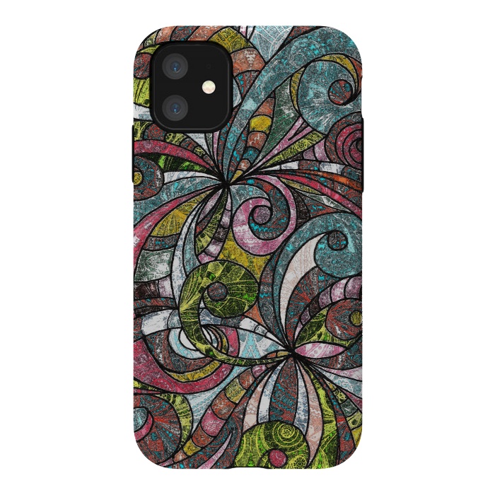 iPhone 11 StrongFit Drawing Floral Zentangle G203 by Medusa GraphicArt
