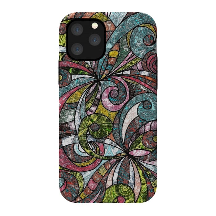 iPhone 11 Pro StrongFit Drawing Floral Zentangle G203 by Medusa GraphicArt