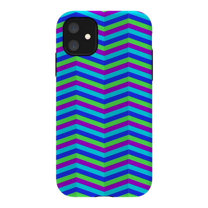 iPhone 11 StrongFit BLUE TRIANGLE LINES PATTERN by MALLIKA