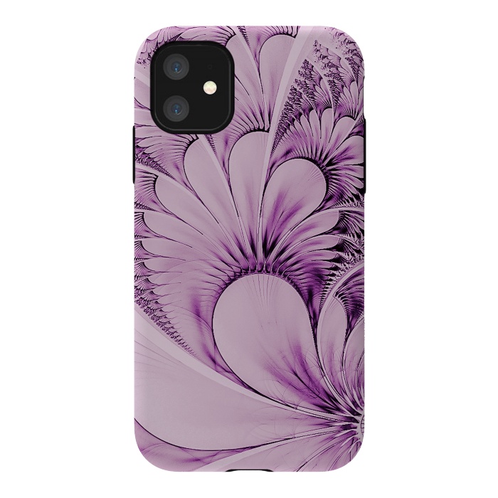 iPhone 11 StrongFit Pink Fractal Flowers by Andrea Haase