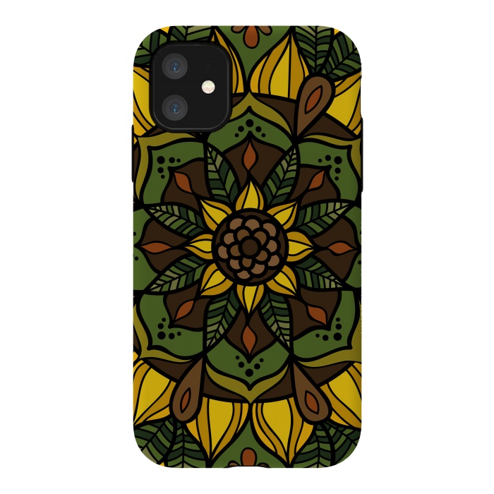 iPhone 11 StrongFit Sunflower Mandala by Majoih