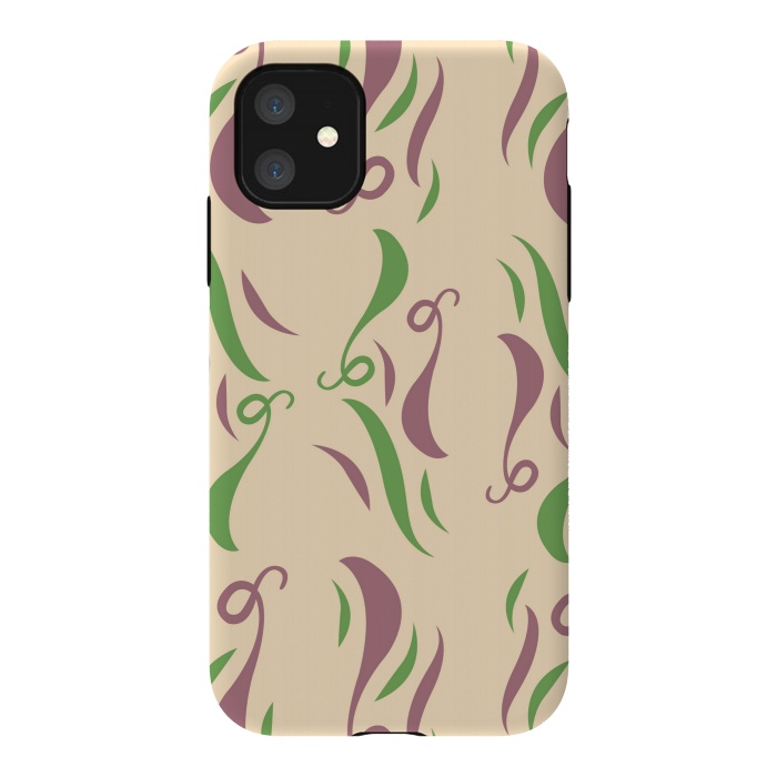 iPhone 11 StrongFit GREEN PINK FLORAL PATTERN by MALLIKA