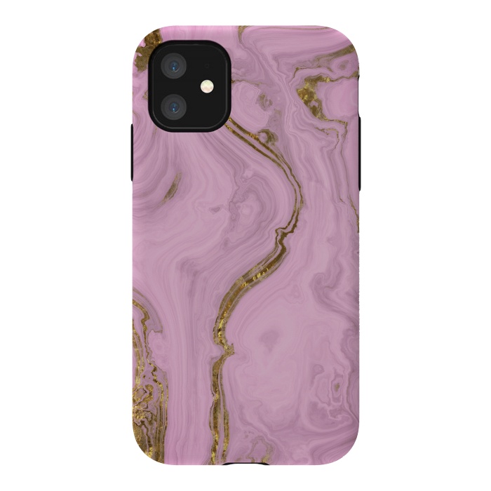 iPhone 11 StrongFit Elegant Pink Marble With Gold 2 by Andrea Haase