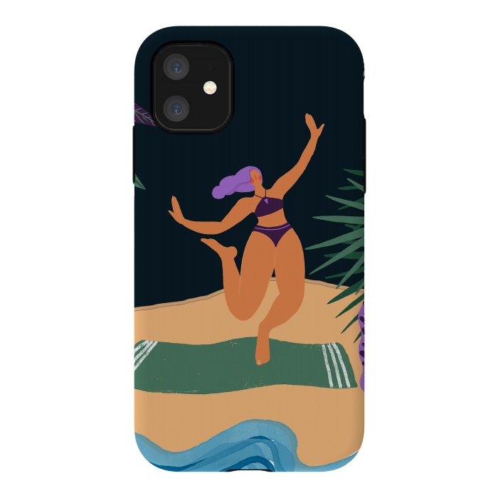 iPhone 11 StrongFit Eve - Dancing Girl at Tropical Jungle Beach by  Utart