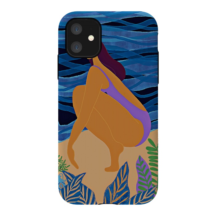 iPhone 11 StrongFit Eve - Girl on Tropical Jungle Beach by  Utart