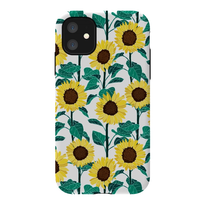 iPhone 11 StrongFit Sunny Sunflowers - White  by Tigatiga