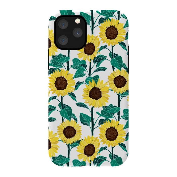 iPhone 11 Pro StrongFit Sunny Sunflowers - White  by Tigatiga