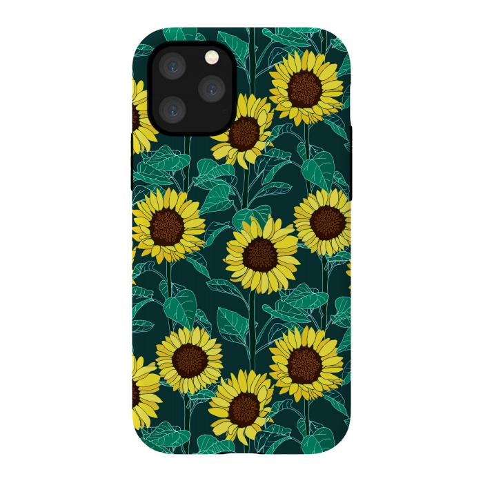 iPhone 11 Pro StrongFit Sunny Sunflowers - Emerald  by Tigatiga