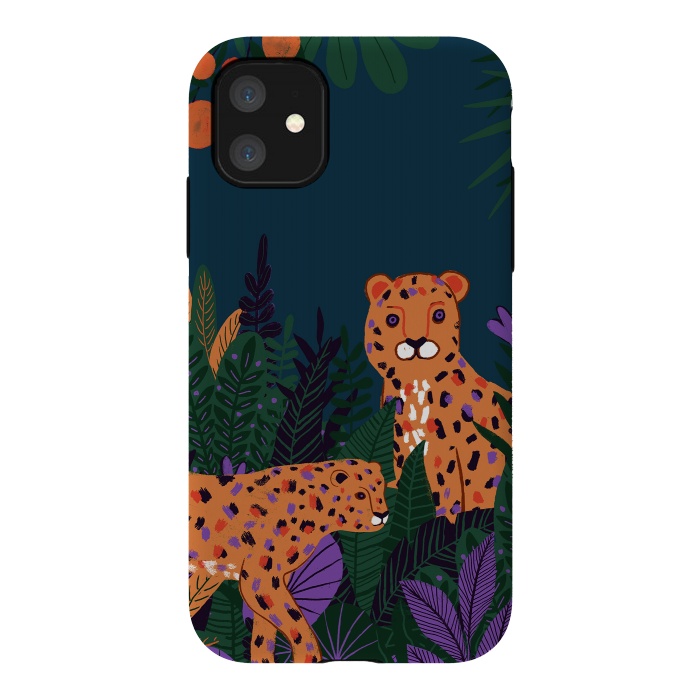 iPhone 11 StrongFit Two Cheetahs in Tropical Jungle by  Utart