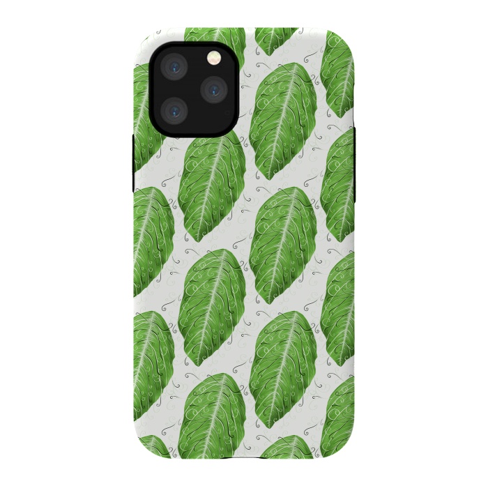 iPhone 11 Pro StrongFit Swirly Green Leaf Pattern by Boriana Giormova
