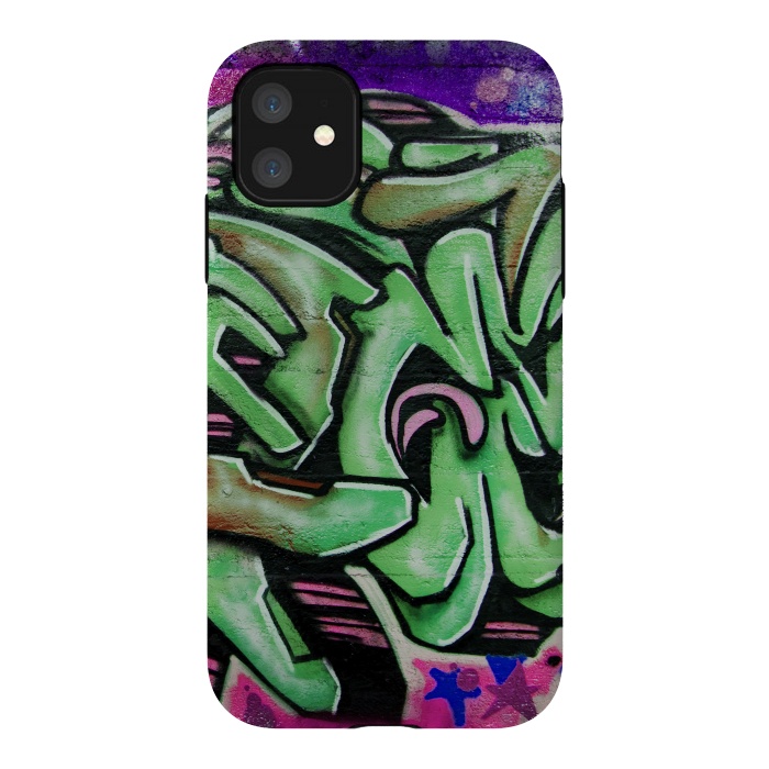 iPhone 11 StrongFit Green Graffiti by Andrea Haase