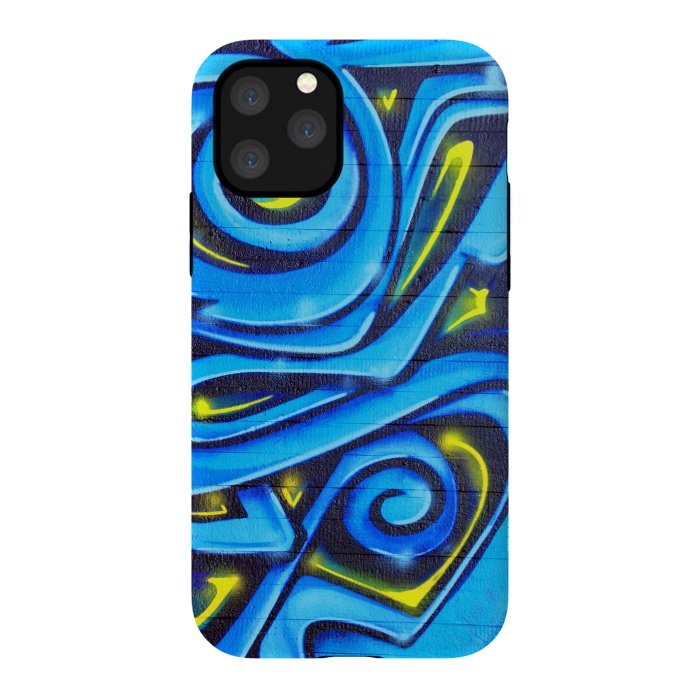 iPhone 11 Pro StrongFit Blue Yellow Graffiti by Andrea Haase