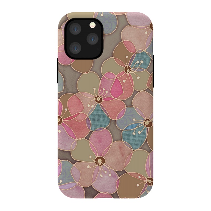 iPhone 11 Pro StrongFit Simple Floral in Soft Neutrals and Pink by Micklyn Le Feuvre