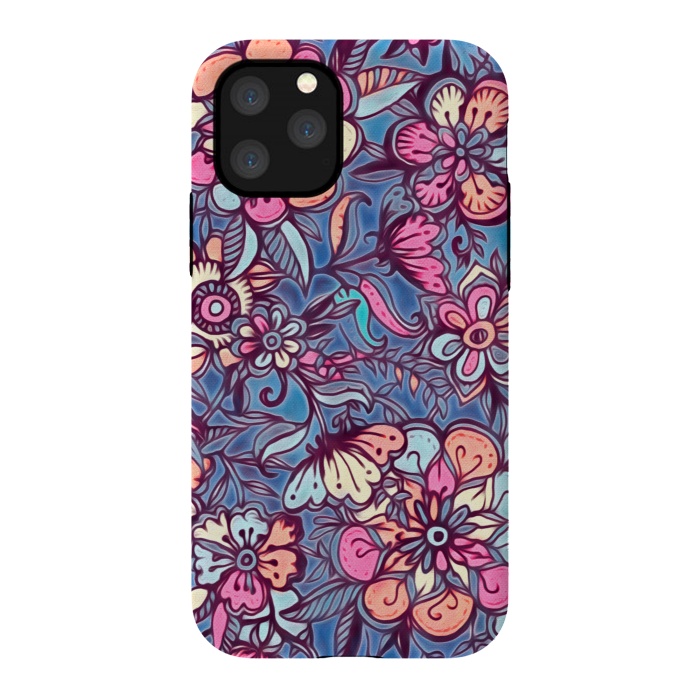 iPhone 11 Pro StrongFit Sweet Spring Floral - soft indigo & candy pastels by Micklyn Le Feuvre