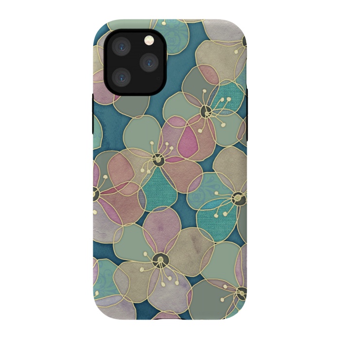 iPhone 11 Pro StrongFit It's Always Summer Somewhere - floral pattern on teal by Micklyn Le Feuvre