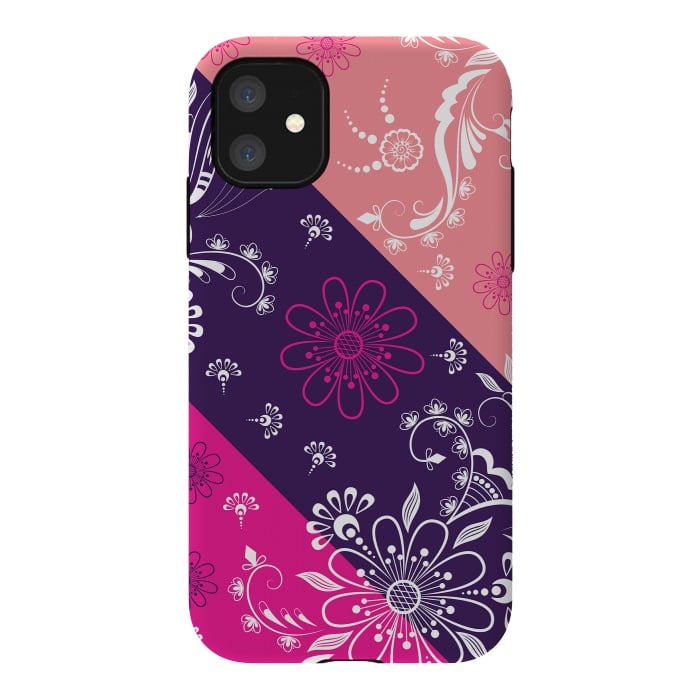 iPhone 11 StrongFit Diagonal Flowers by Rossy Villarreal
