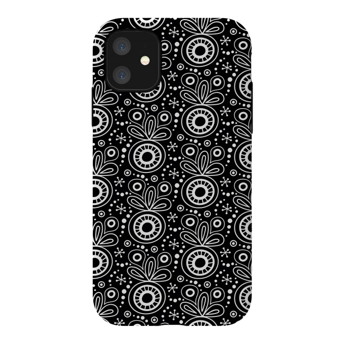 iPhone 11 StrongFit Abstract Doodle Pattern Black by Majoih