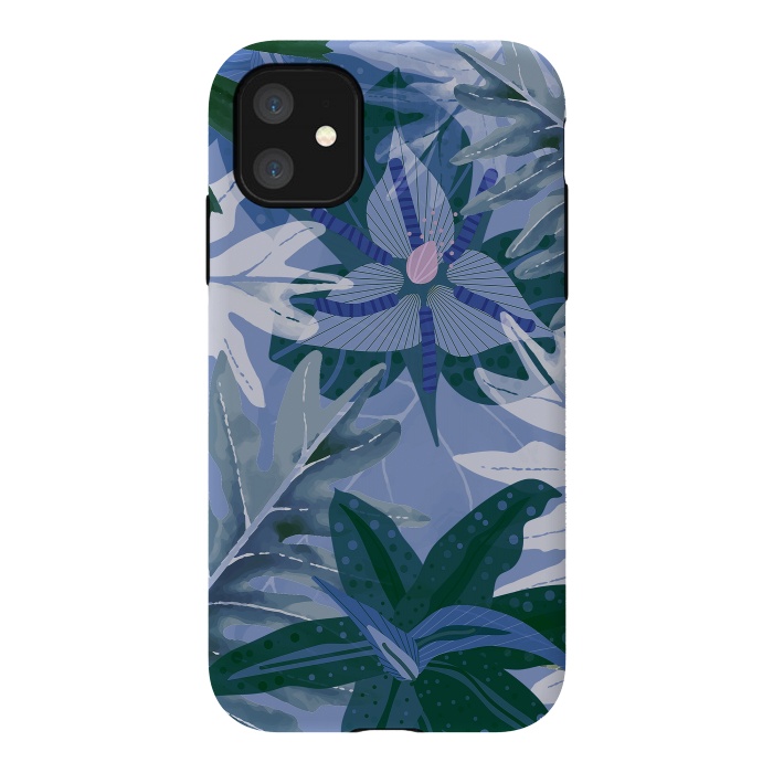 iPhone 11 StrongFit Blue Purple Aloha Tropical Jungle  by  Utart
