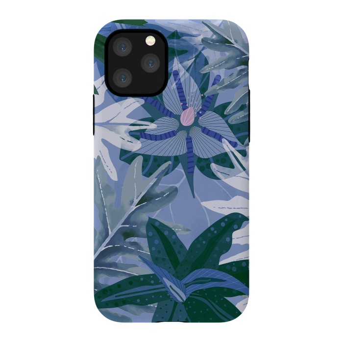 iPhone 11 Pro StrongFit Blue Purple Aloha Tropical Jungle  by  Utart