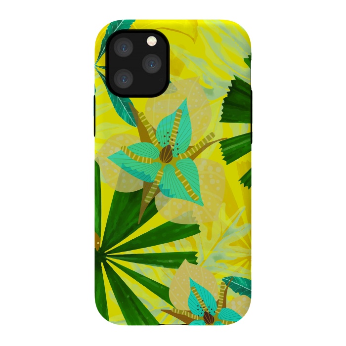iPhone 11 Pro StrongFit Colorful Yellow Green and teal Abstract Aloha Tropical Jungle by  Utart