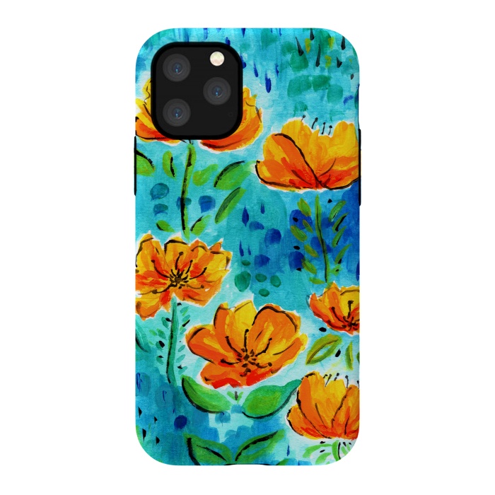 iPhone 11 Pro StrongFit Abstract Orange Poppies by Tigatiga
