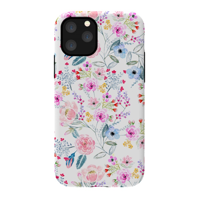iPhone 11 Pro StrongFit Vintage floral Watercolor hand paint design by InovArts
