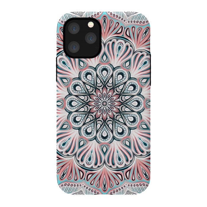 iPhone 11 Pro StrongFit Expansion - boho mandala in soft salmon pink & blue by Micklyn Le Feuvre