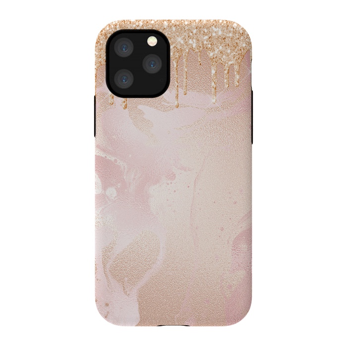 iPhone 11 Pro StrongFit Gold Glitter Rain on Blush Marble by  Utart