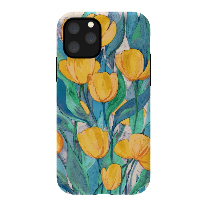iPhone 11 Pro StrongFit Blooming Golden Tulips in Gouache  by Micklyn Le Feuvre