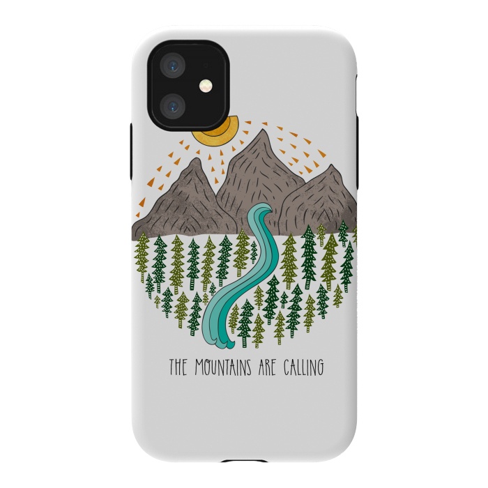 iPhone 11 StrongFit Mountains Are Calling by Pom Graphic Design